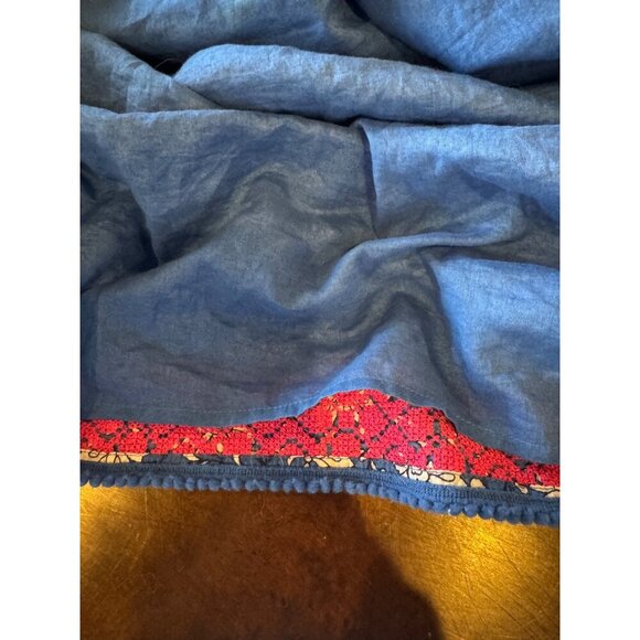 J Crew Dress Women XS Blue Floral Embroidered Midi Preppy Boho Cottagecore - Picture 13 of 15